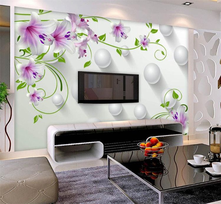 3d Belle Violet Lily Motif 565 papier peint Papier peint Mur photo famille fresque 