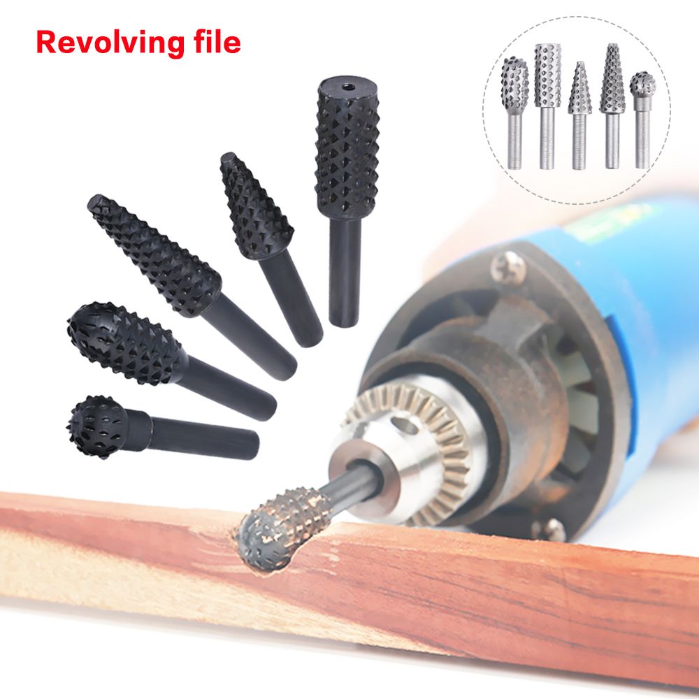 WOOD PLASTIC POLISH BURR UK STOCK /"LOOK/" Brand New 5 PIECE ROTARY RASP FILE SET