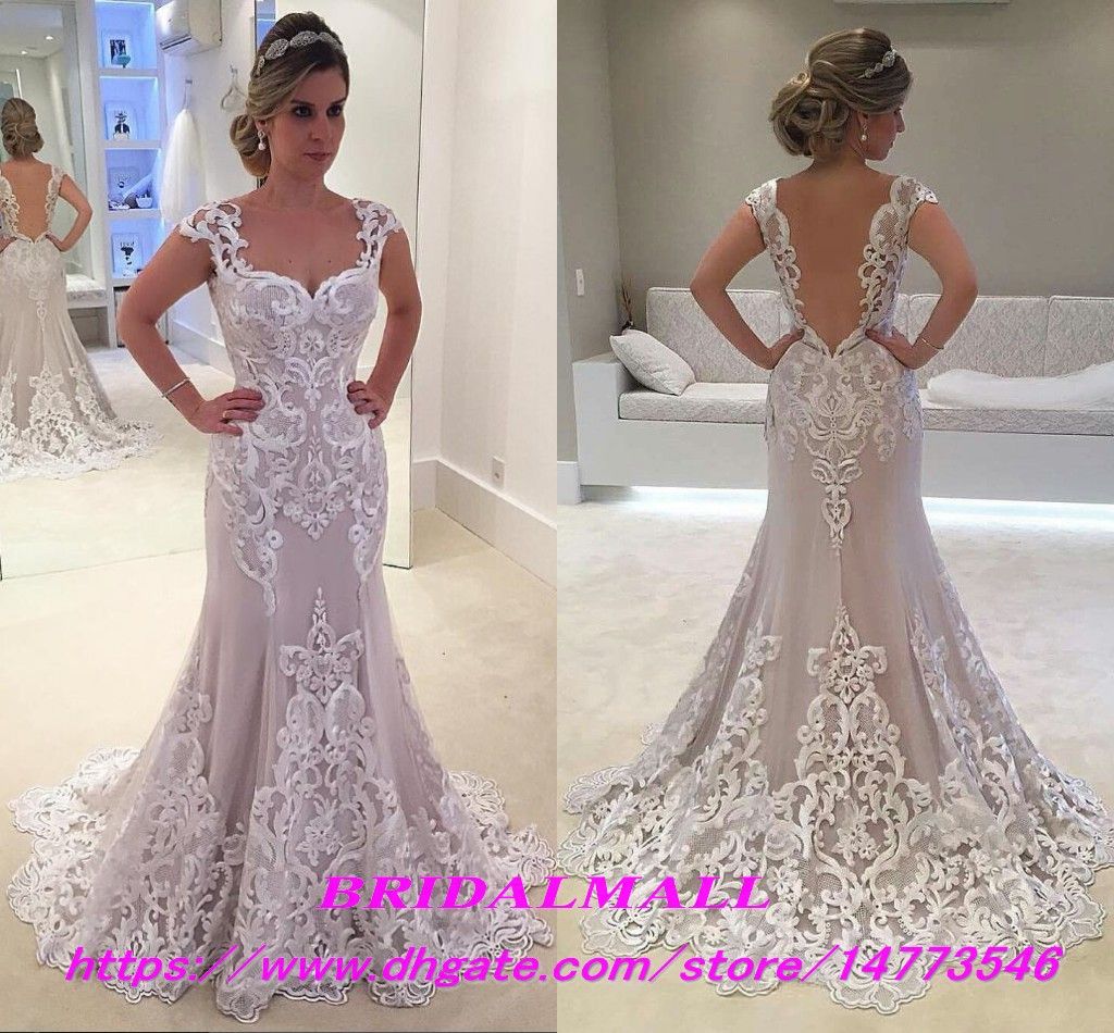 Plus Size 2019 Appliqued Lace Mermaid African Wedding Dresses Sexy