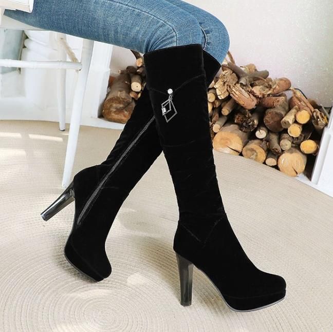 Black knee high boots designer Clearance