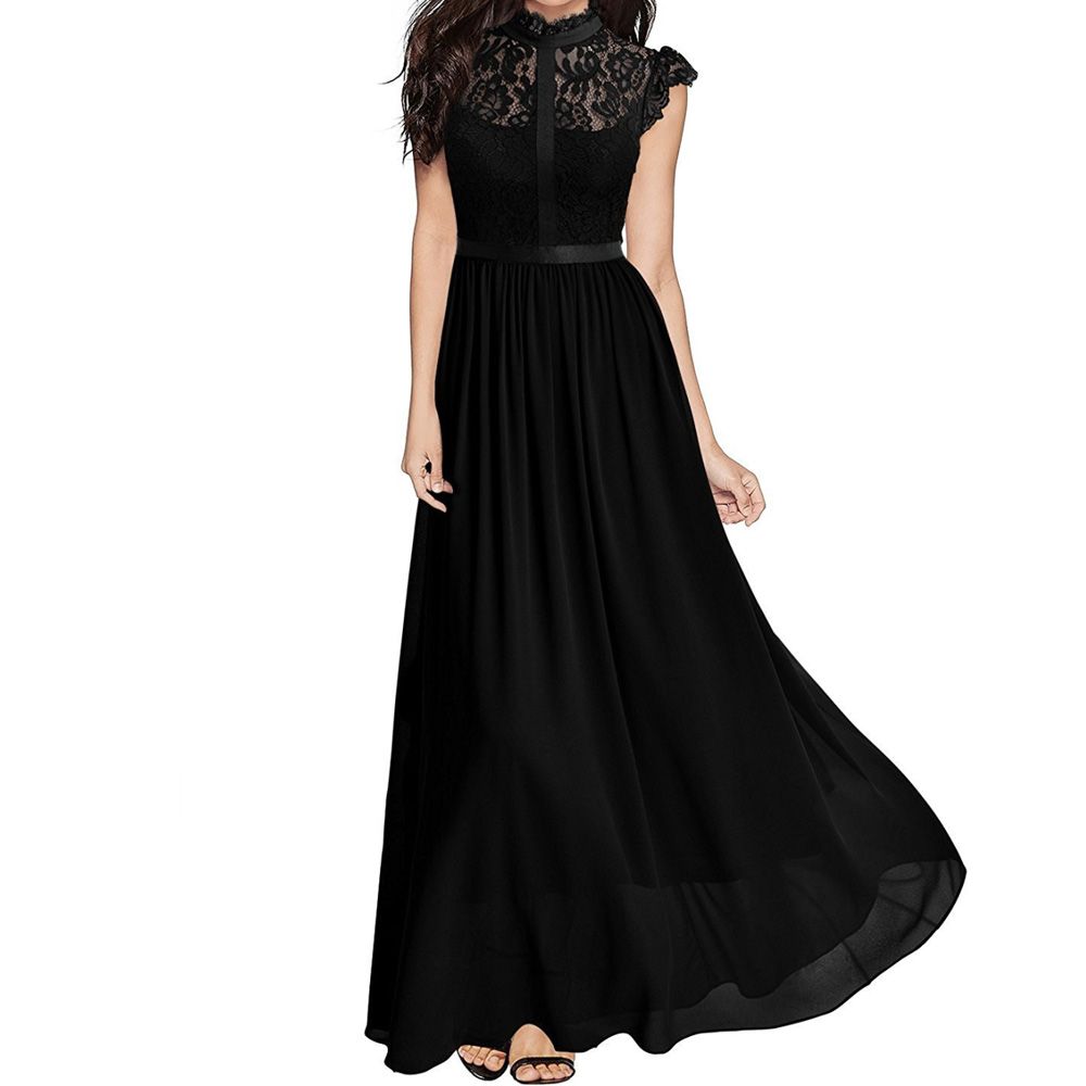 high neck chiffon maxi dress