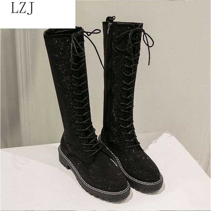 rhinestone flat boots
