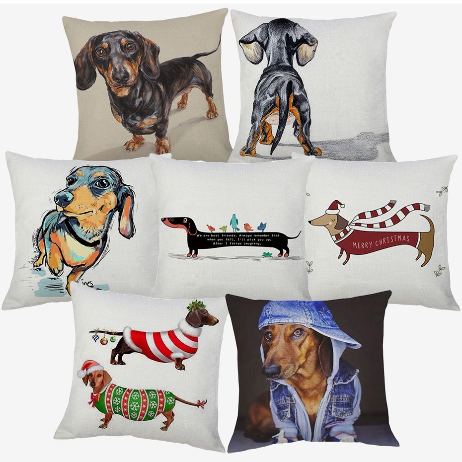 Satin Al 47 Stiller Mastilar Sosis Kopek Yastik El Boyama Kopekler Sanat Yastik Kapak Merry Christmas Keten Yastik Kilifi Kapaklar Tl21 29 Dhgate Comda