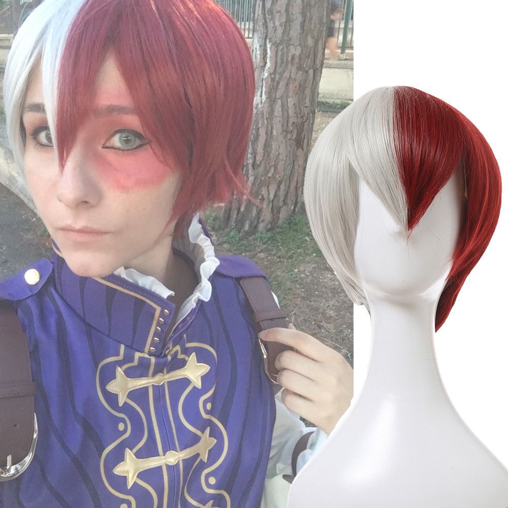 My Hero Academia Shoto Todoroki Red White Short Straight Cosplay Wig Hair My Hero Academia Shoto Todoroki Red White Short Straight Cosplay Wig Hair