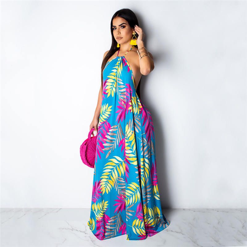 floral open back maxi dress