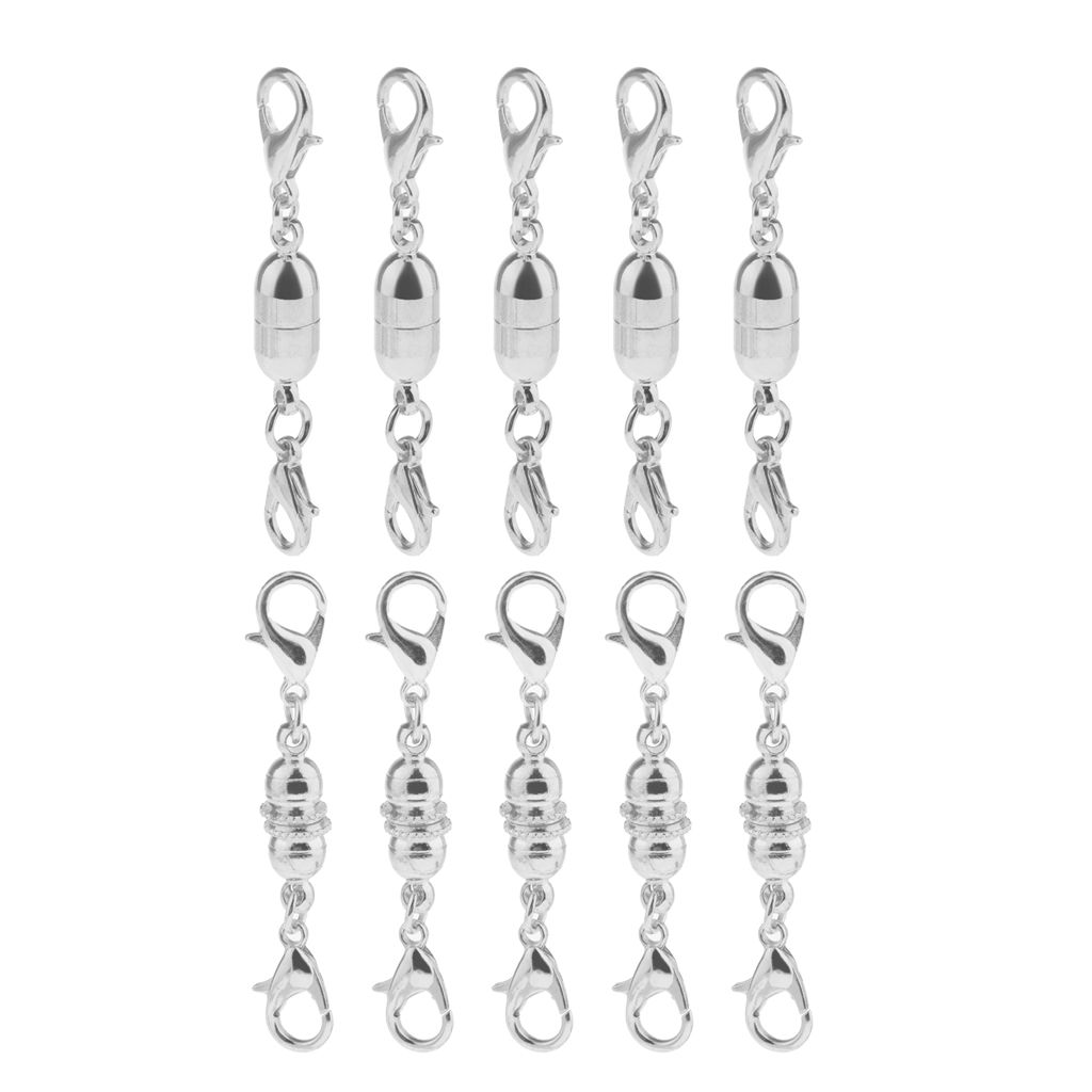 Magn/étique Fermoir /à Boucle,10 Pack Bijoux Fermoir Magn/étique Converter Bijoux en Strass Extender Chain Lobster Clasp pour Collier Bracelet Argent Or