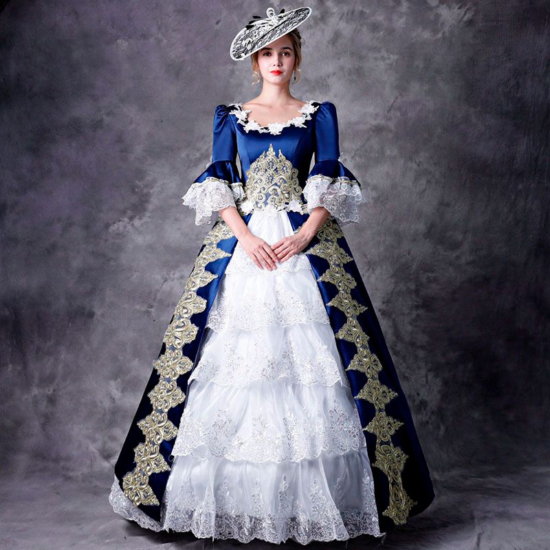 Compre Personalizado Azul Media Manga Mujer Cosplay Disfraces Apliques Del  Siglo XVIII Barroco Escenario Vestido Para Mujeres A 116,2 € Del Cosexpress  | Es.Dhgate.Com