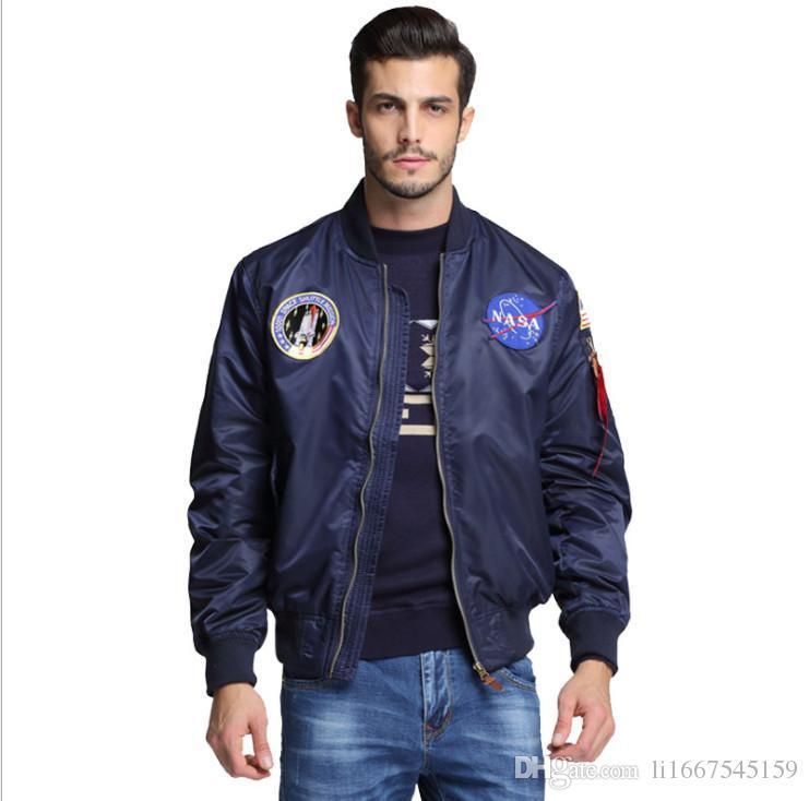 Compra Pop Ropa Para Hombre Primavera Otoño Chaqueta De Vuelo De La Marina  De Guerra De La NASA Hombre Varsity American College Bomber Chaqueta De  Vuelo Para Hombres Barato | Entrega Rápida