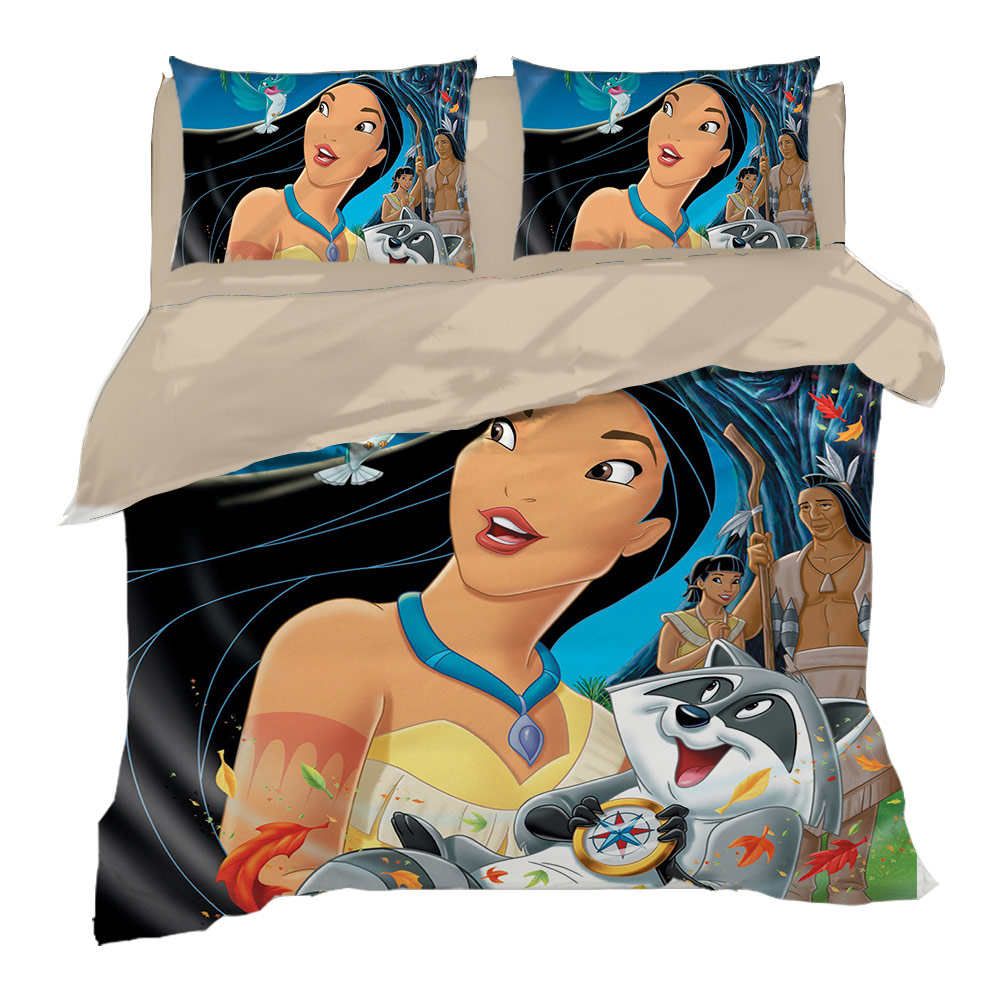 Cubiertas reina 3D Juego de cama Ropa de cama de la princesa Pocahontas  individual Tamaño ropa