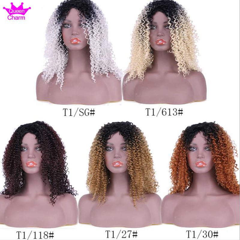 18 Inches Colored Kinky Curly Synthetic Hair Wigs Curly Hair Lace