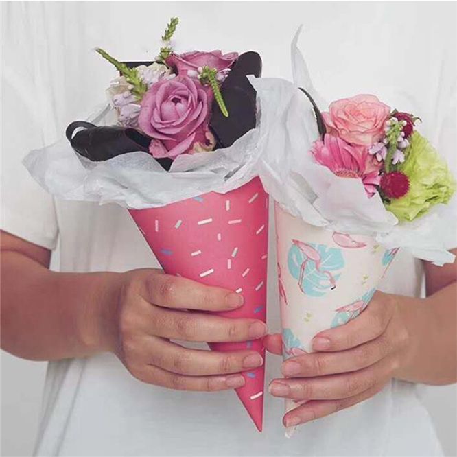 Gift Wrap Ice Cream Holder Cone Flowers Wrapping Paper Bouquet Packaging  Flower Cones Party Wedding Decoration From Anzhuhua, $23.12