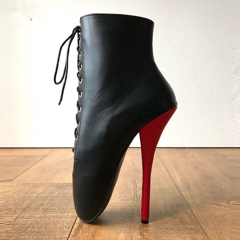 Hot Matt Black Ankle Boots Ultra High 
