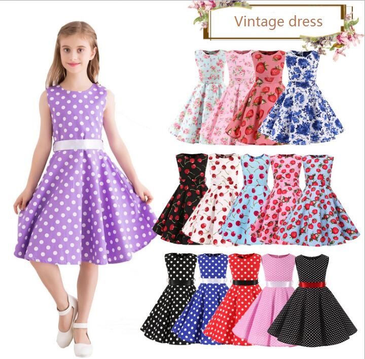  Outfits Party Sleeveless Gown Dress Kid Dots Prints