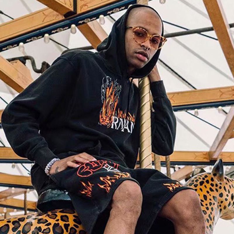 mj travis scott fleece short black