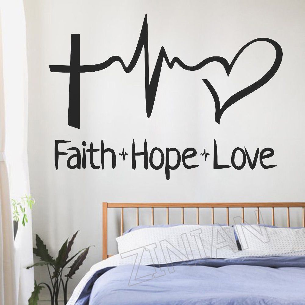 Faith Hope Love Wall Decal Religious Inspirational Office