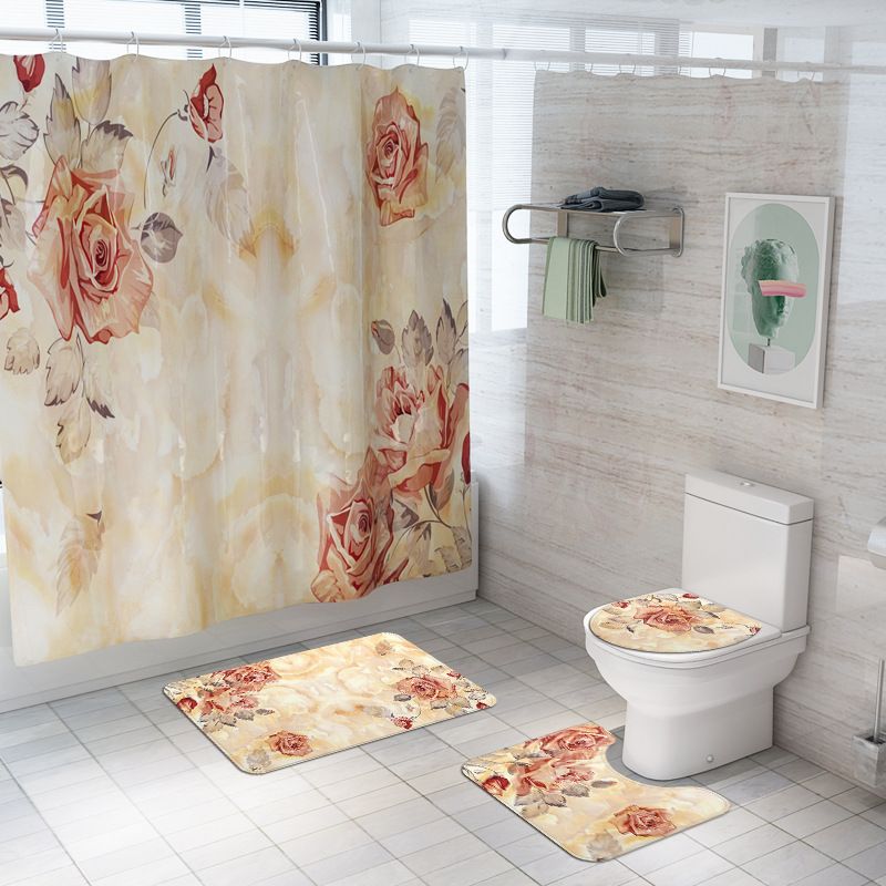 US 4Pcs Wolf Decor Shower Curtain Bathroom Anti-slip Carpet Rug Toilet Cover US 4Pcs Wolf Decor Shower Curtain Bathroom Anti-slip Carpet Rug Toilet Cover