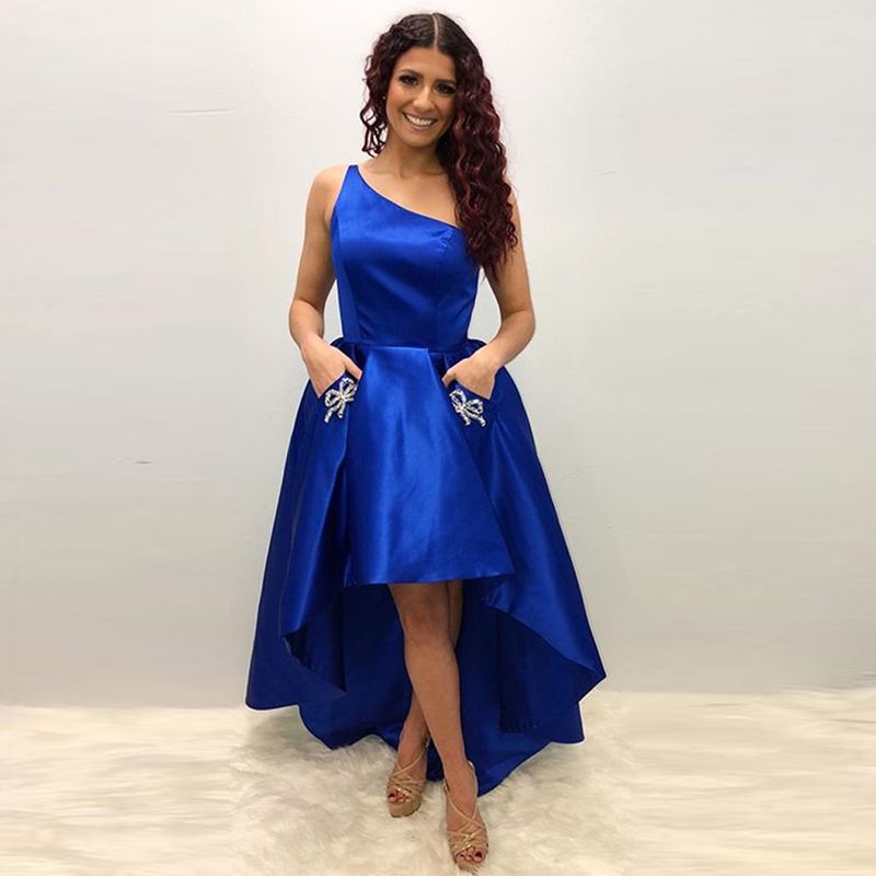 robe asymetrique bleu roi