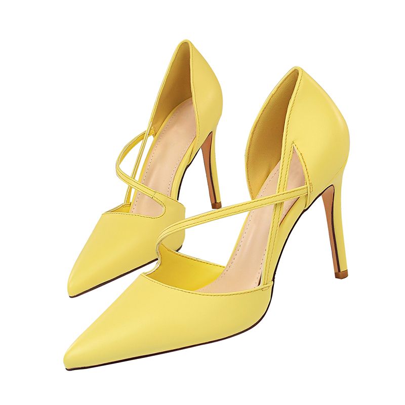 yellow high heels