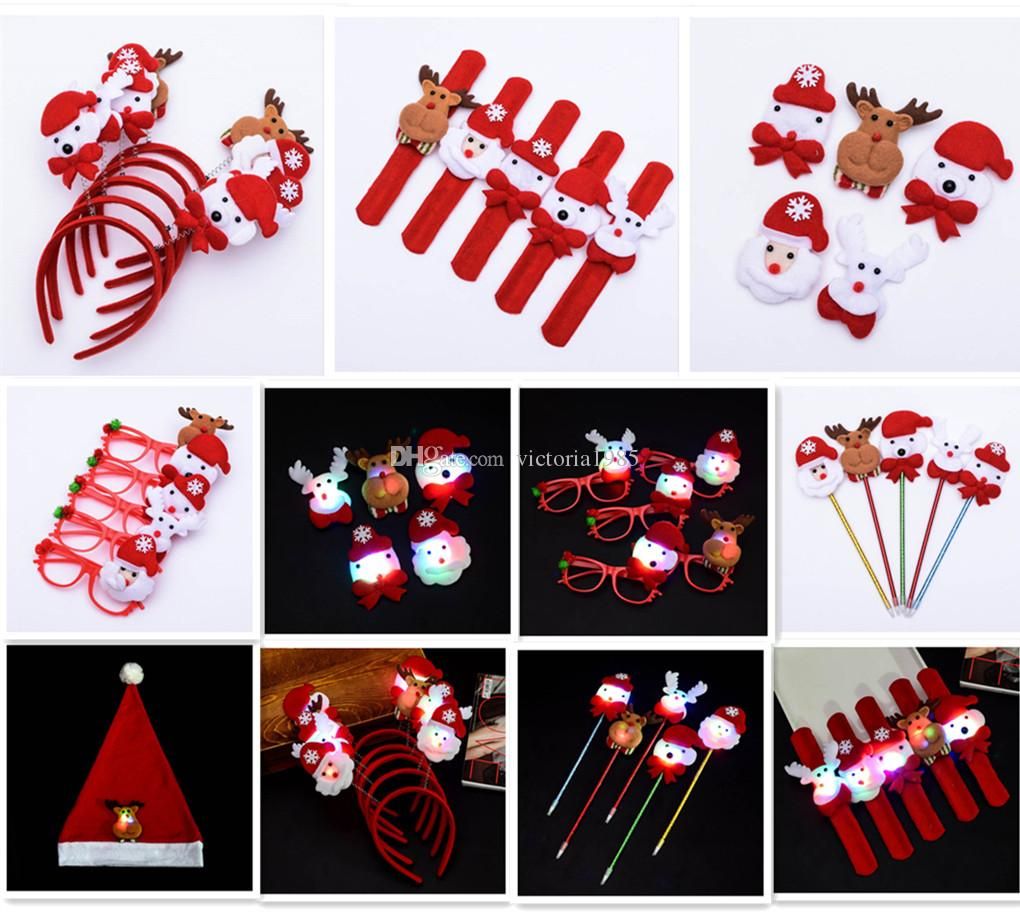 Wholesale Christmas Headband Light Up Hat Glasses Pen Brooch