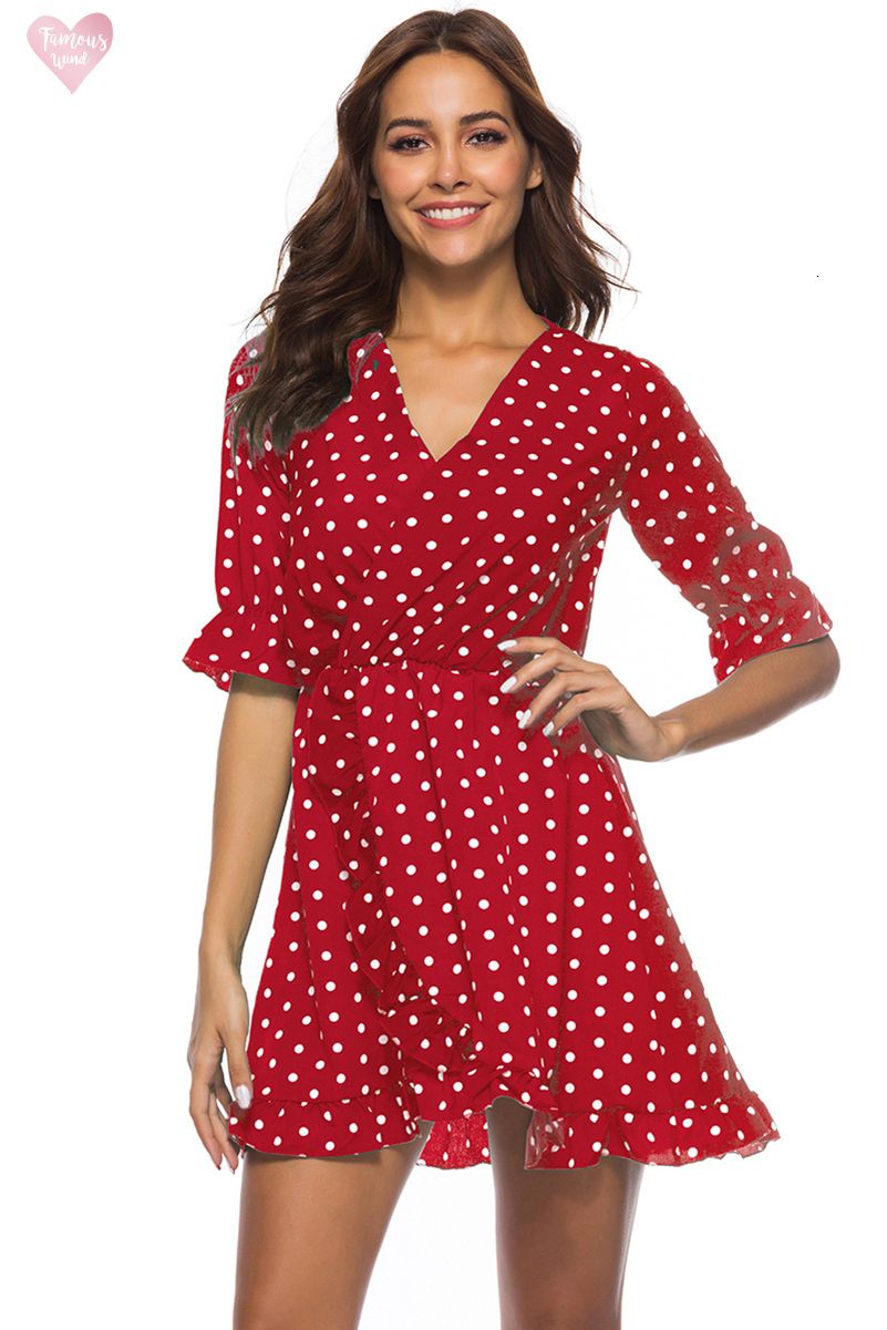 polka dot red wrap dress