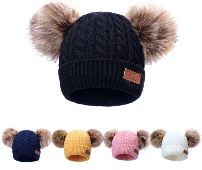 winter hats with two balls on top