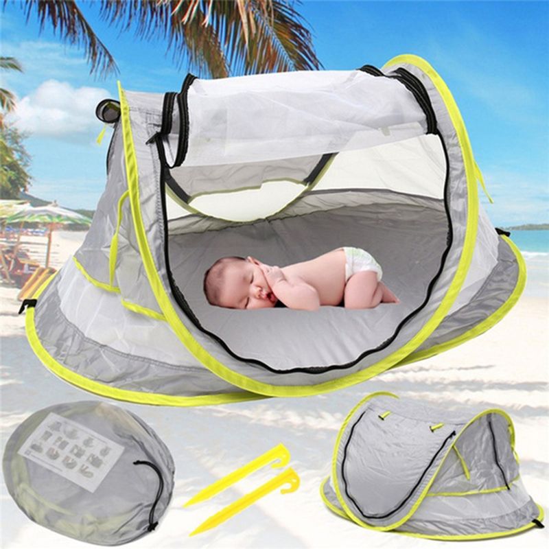 LHGYA Tenda da Spiaggia per Bambini Lettino da Viaggio Portatile UPF 50 Parasole Zanzariera Parasole Ultraleggero Rifugi per Neonati 