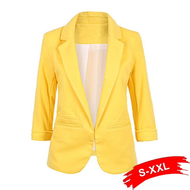 Buy Dropship Products Of Ladies Plus Size Yellow Blazer Feminino Formal Jacket WomenS White Female Women Suit Office Ladies 2018 Y190830 In Bulk From Womens Suits Blazers | DHgate.Com