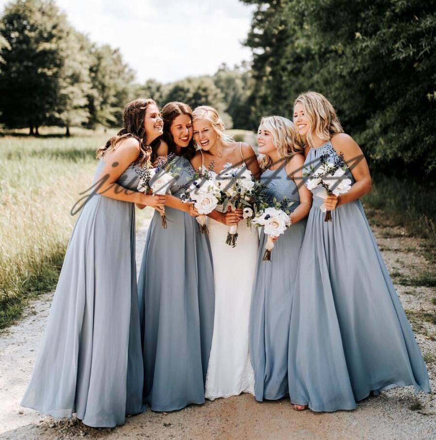 grey green bridesmaid dresses