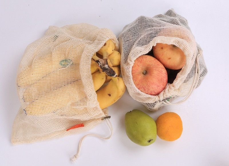 Cotton Mesh Eco-friendly Vegetable Bags Produce Reusable Vegetable Storage Fruit