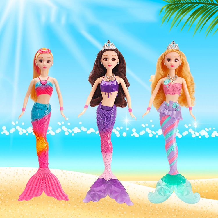 Original Brand Colorful Lights Mermaid Doll 35cm Princess Barbie