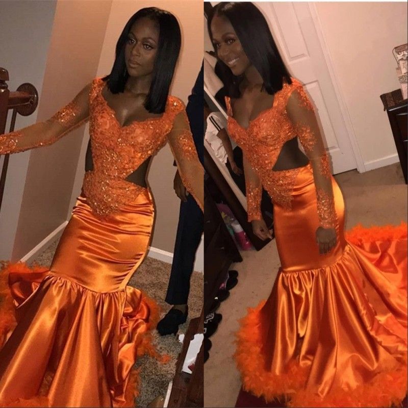 orange mermaid dress
