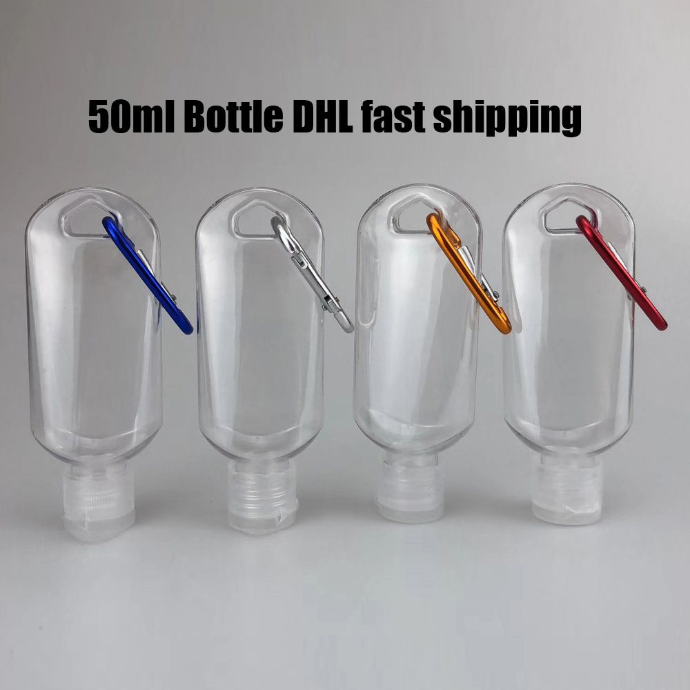 New 50ML Empty Alcohol Refillable Bottle With Key Ring Hook Clear