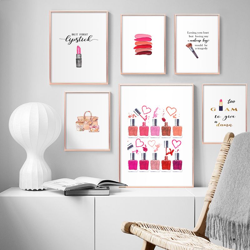 2020 Nail Art Printing Wall Art Modular Pictures Canvas Painting Cartoon Mini Nail Polish Lipstick Poster For Bedroom Home Decoration No Frame From Shouya2018 11 95 Dhgate Com