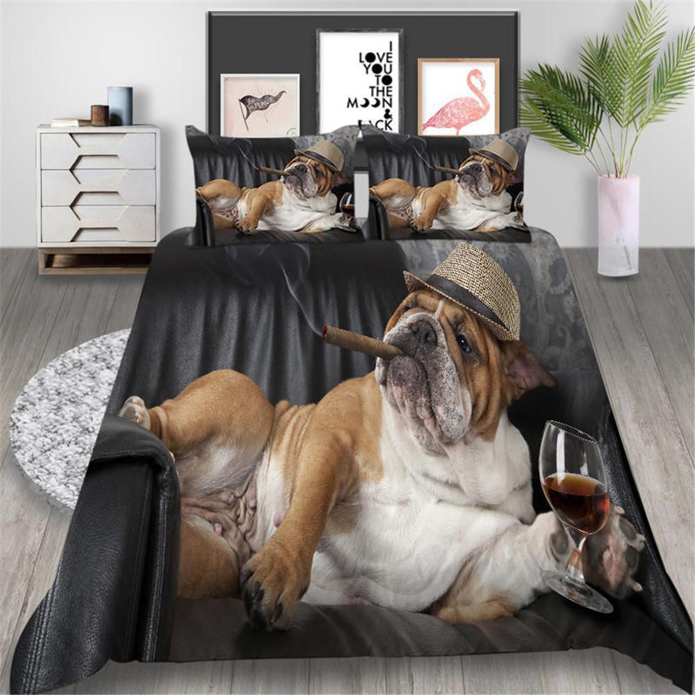 Boss Dog Bedding Set King Size Creative Soft Funny 3d Duvet Cover