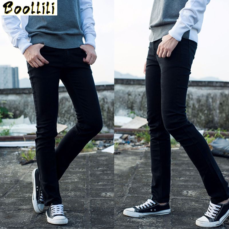 2021 Heren Jeans 100% Katoen Mode Stretch Voeten Zwart Potlood Broek Slim  Fit Broek Mannen Strak Van Paluo, 25,62 € |DHgate