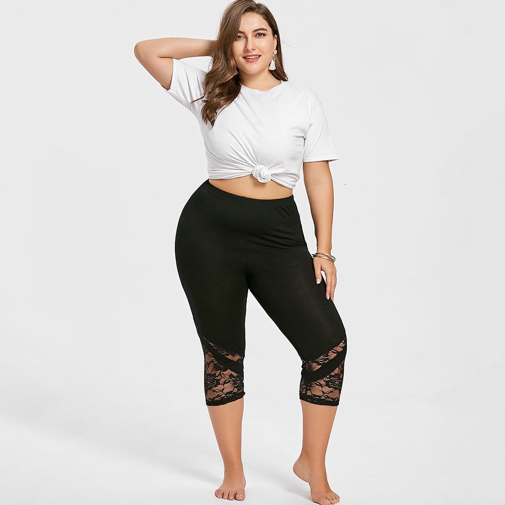ROSEGAL Lace Trim Capri Plus Size 