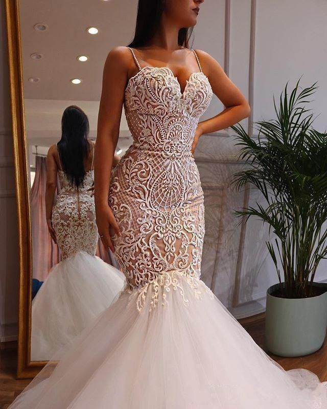 Sexy Spaghetti Straps Mermaid Wedding 