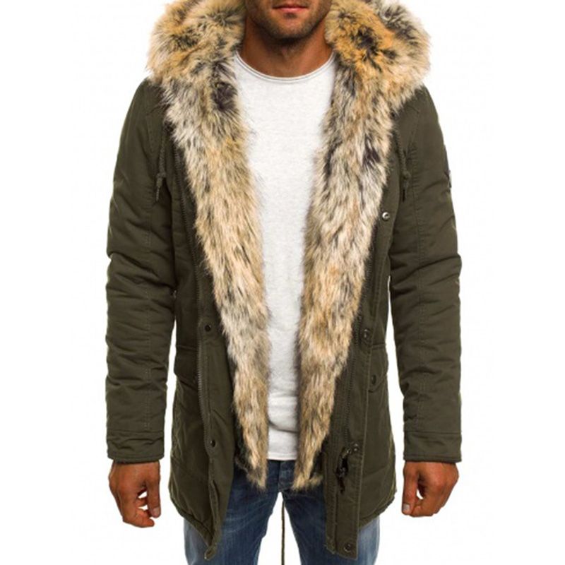 Mens Short Down Jacket with Fur Collar Thick Warm Hooded Jackets Outdoor Sport Coat Winter Clothes,Green