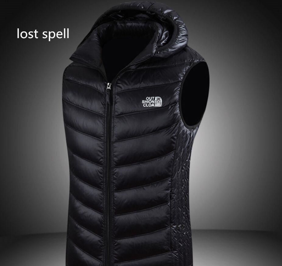 Mens Duck Down Vest Jacket Hooded Winter Puffer Coat Warm Waistcoat Outwear Tops