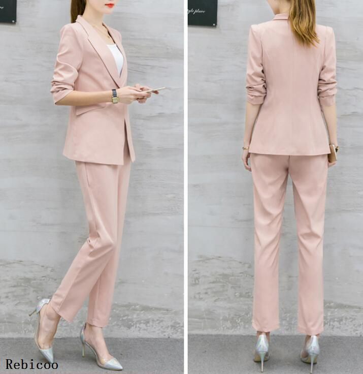 de mujer Blazers Pantalones Pantalones Traje de mujer con muescas Larga Casual Femenino