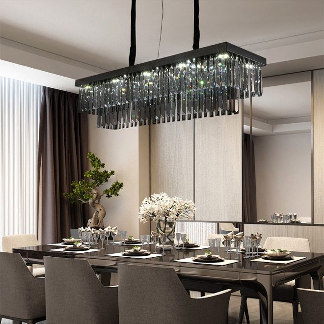 modern rectangular crystal chandelier