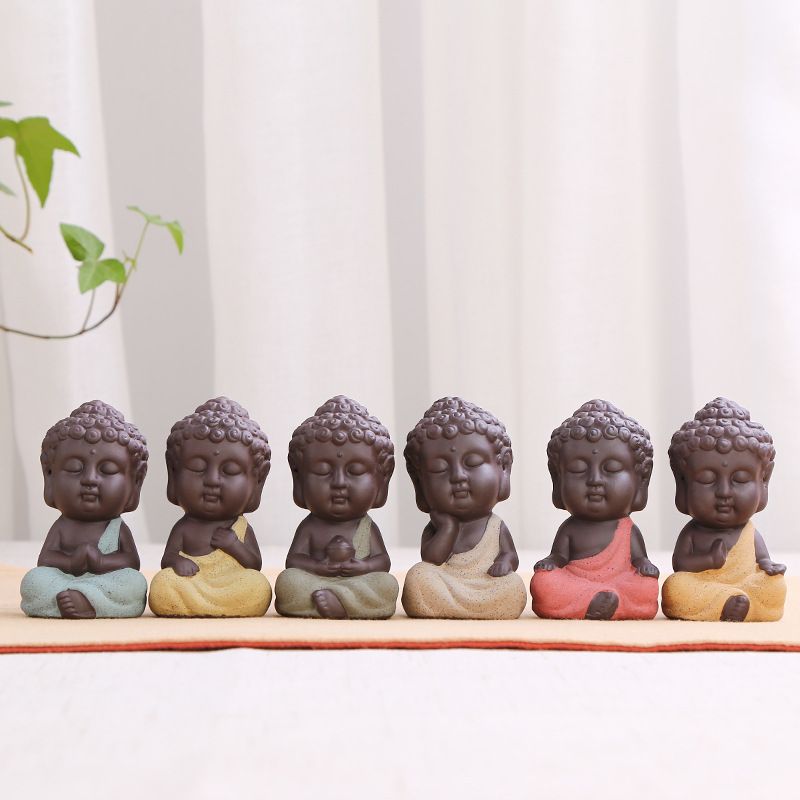 Cute Small Buddha Statue Monk Figurine Tathagata India Yoga Mandala Sculptures