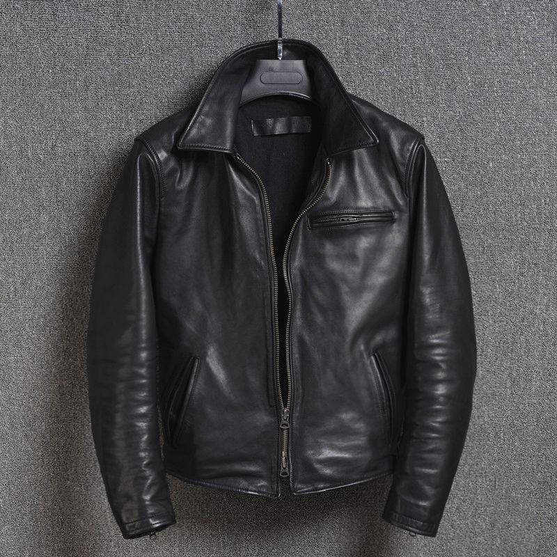 Mens New Black Genuine Cow-Hide Leather Stylish Motorcycle Jacket C226 