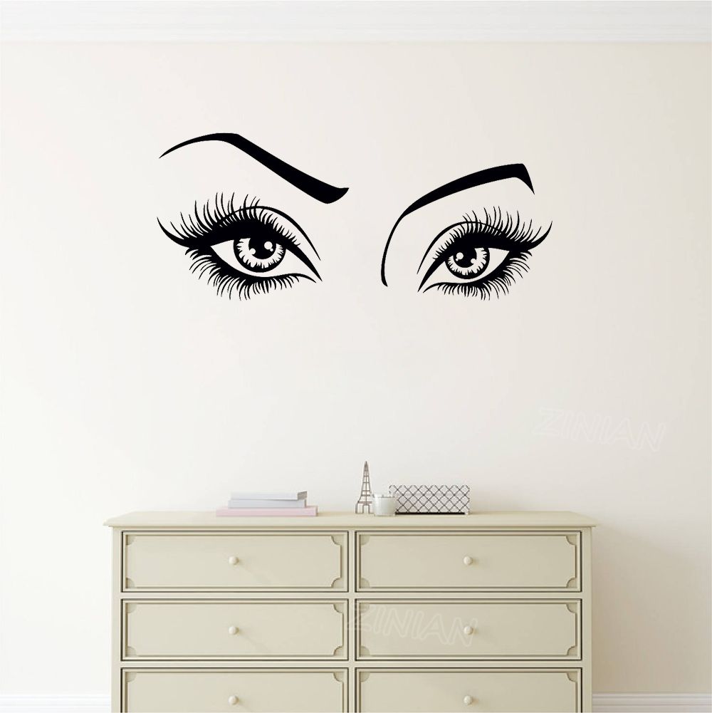 Grosshandel Sexy Girl Eyes Wall Decal Fur Beauty Hair Salon