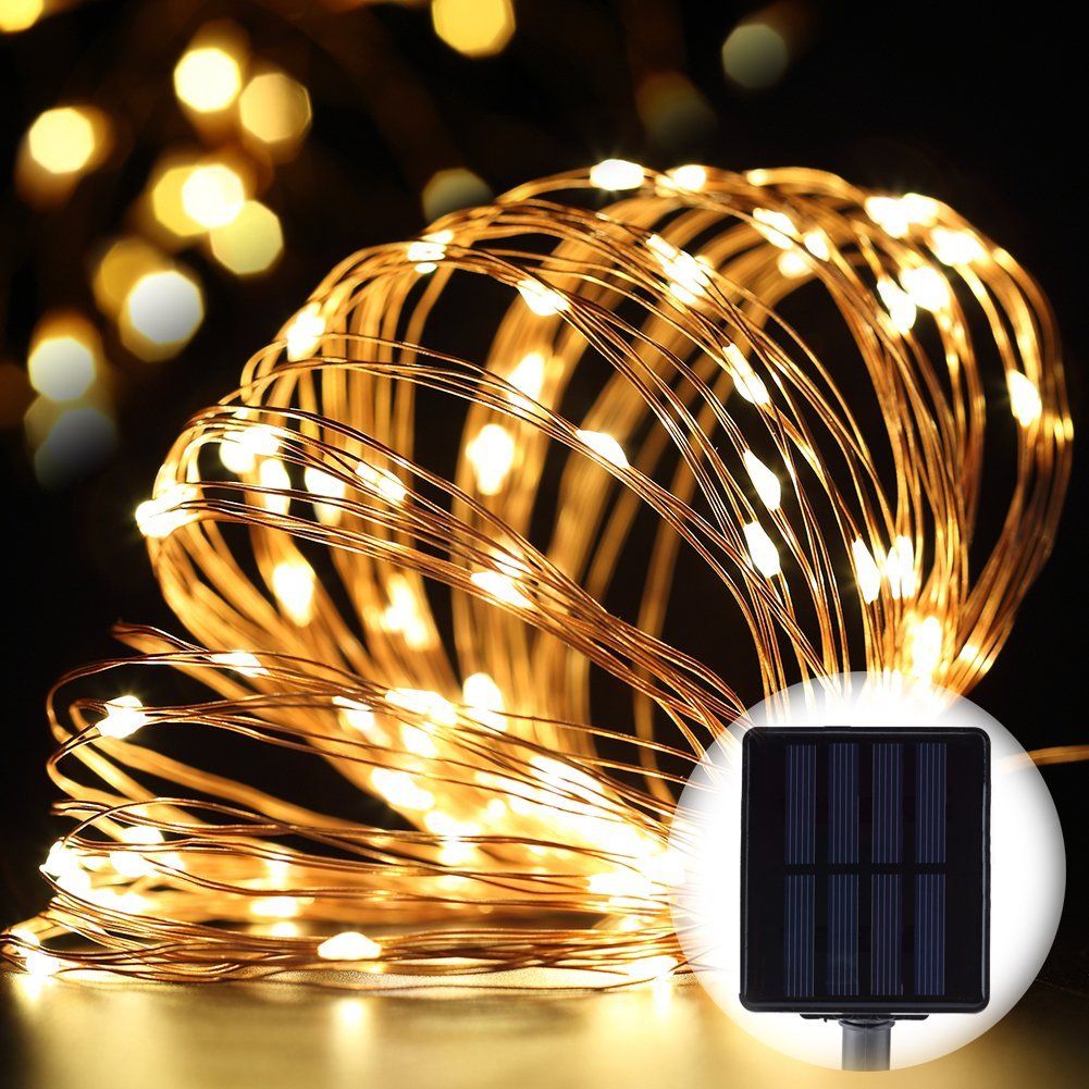2019 Solar Power Christmas Lights 10m 100 Led Copper Wire Led