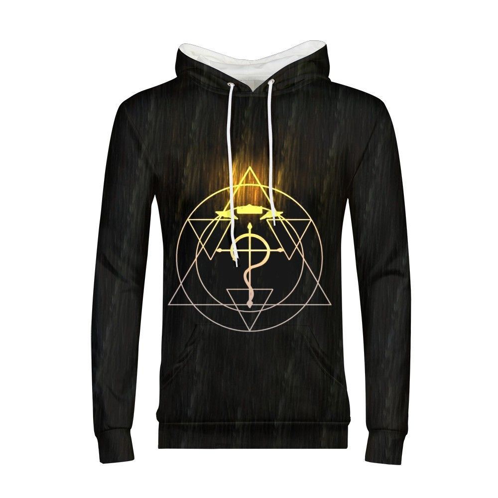 Mens Alchemist-Fullmetal Novelty Hoodie Sweatshirts Hooded Pullover 3D Double Printded Sports Sweater