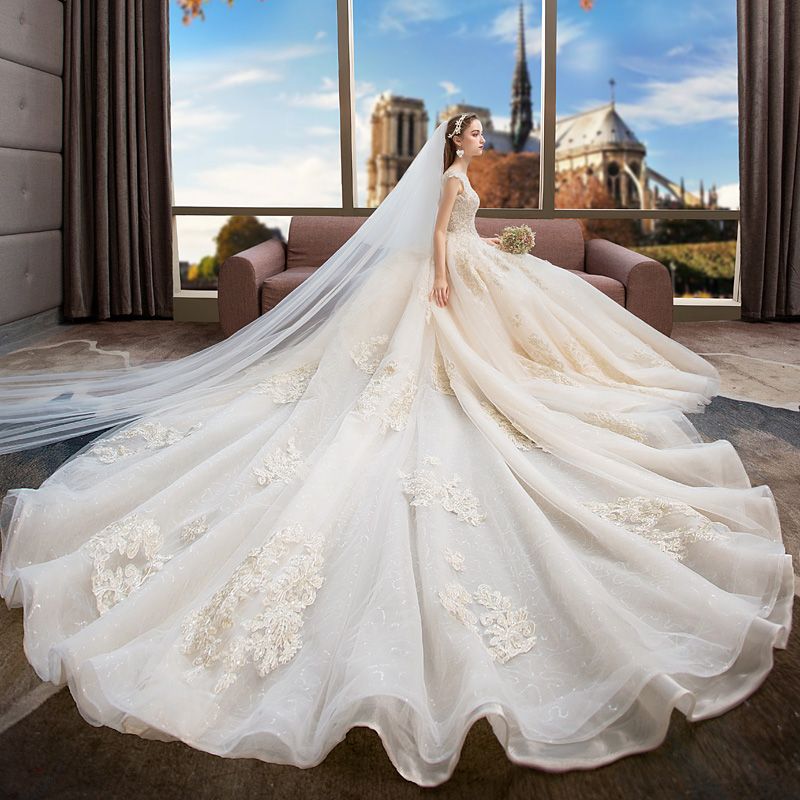 Acquistare Un Abito Da Sposa A Spalla Nuovo Sottile Coda Lunga Sogno Grande  Taglia Francese Donna Stellata Economico | Consegna Veloce E Qualità |  DHgate Italy