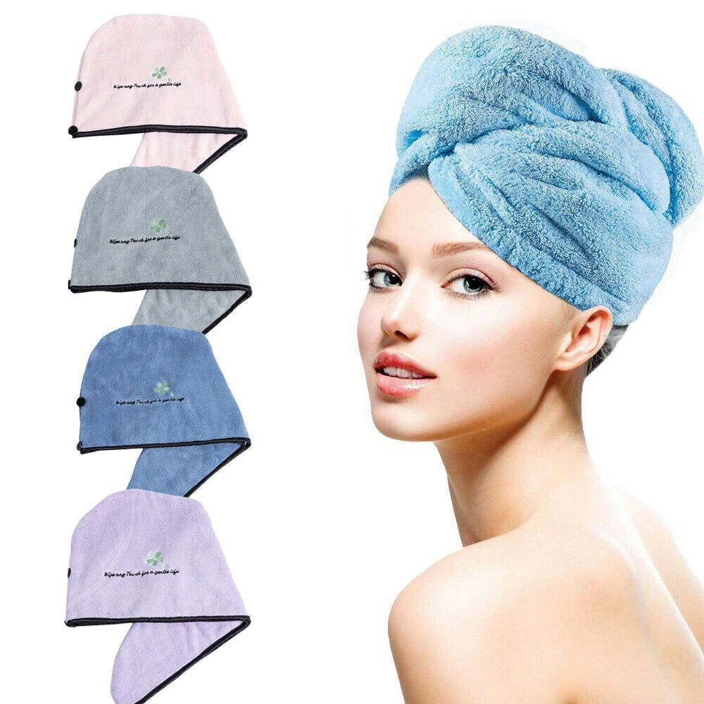 Microfiber Towel Quick Dry Hair Magic Drying Turban Wrap Hat Cap Bathing Shower
