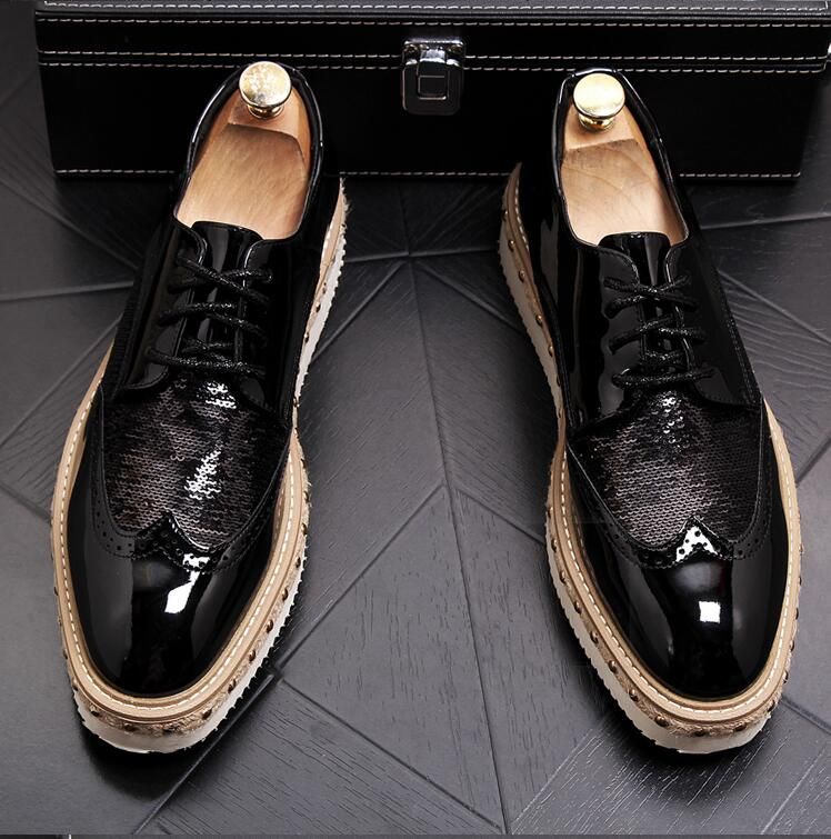Compre Sapatos De Boi Couro Desgaste Do Clube Noite De Festa Brilhante  Britânico Dos Homens Do Estilo Esculpidas Sotaque De Oxford Tênis De  Plataforma Juventude Sapato Dha063 Barato | Entrega Rápida E