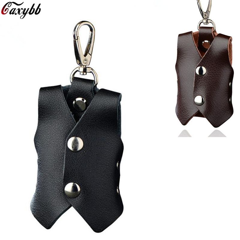 Women Men Vintage Leather Key Ring Keychain Cover Keys Holder Organizer